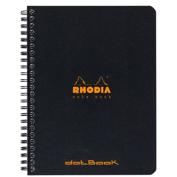 Spiralblock Svart A5+ Prickat Rhodia