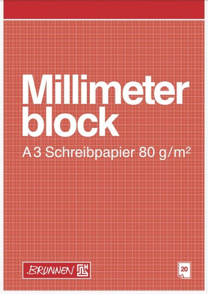 Millimeterrutat papper A3 1x1mm 20 ark