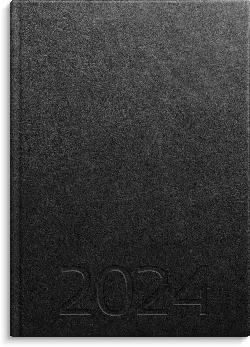 Kalender 2024 Weekly A5 svart konstläder
