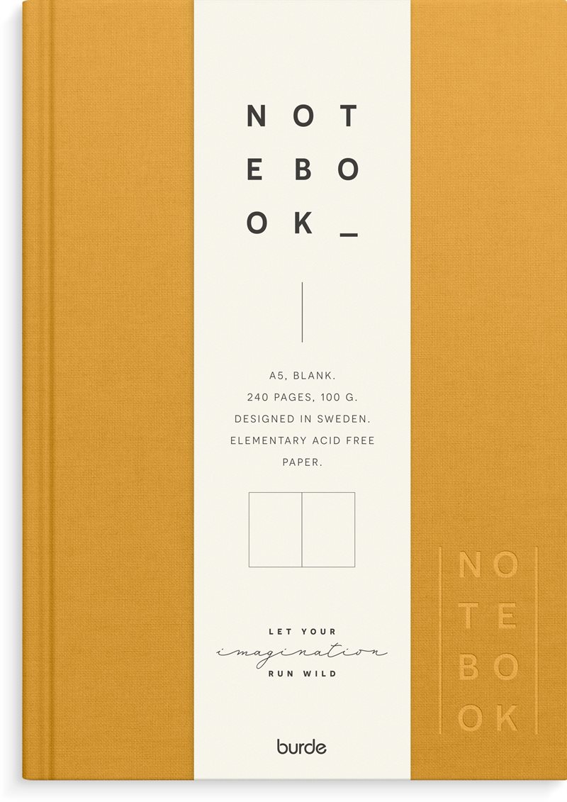 Anteckningsbok - Notebook - Textile mustard blank A5