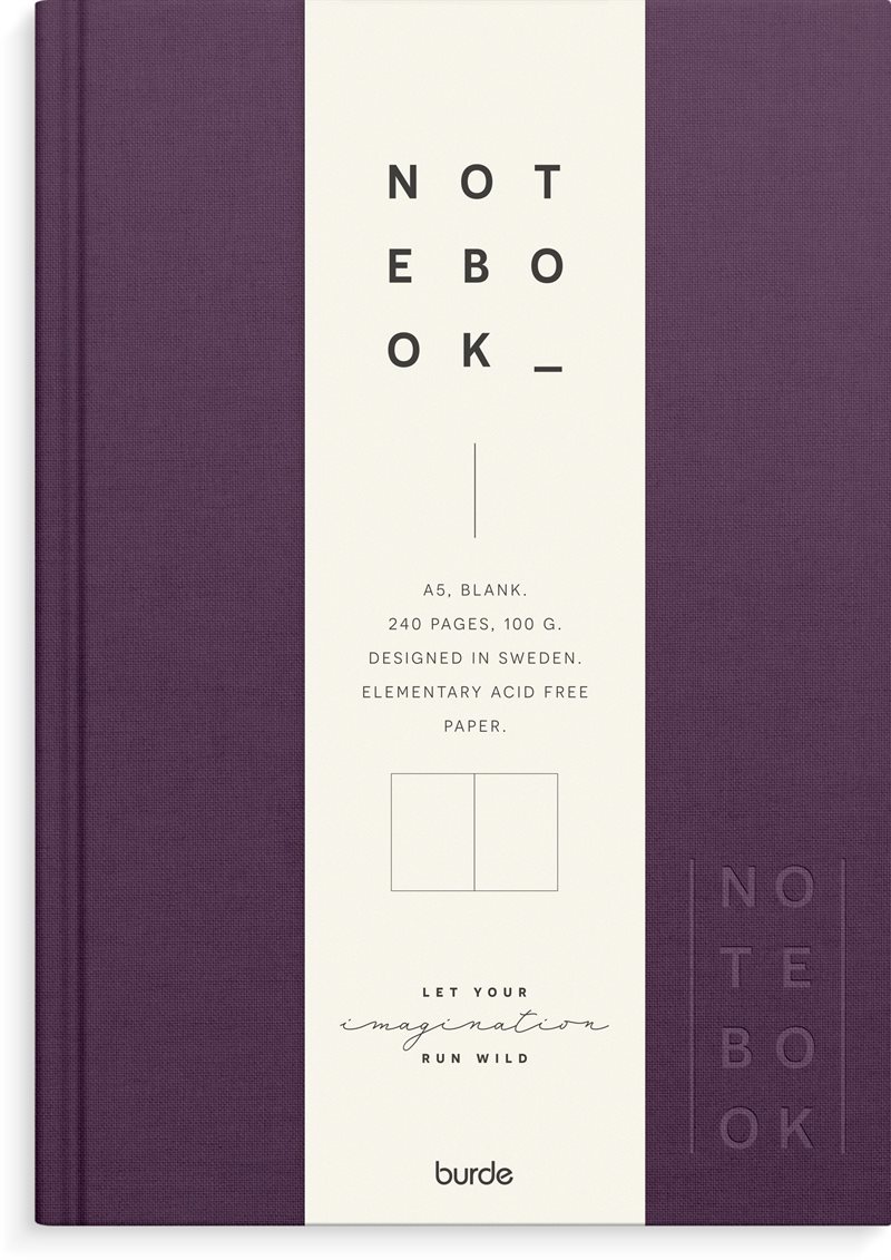 Anteckningsbok - Notebook - Textile plum blank A5