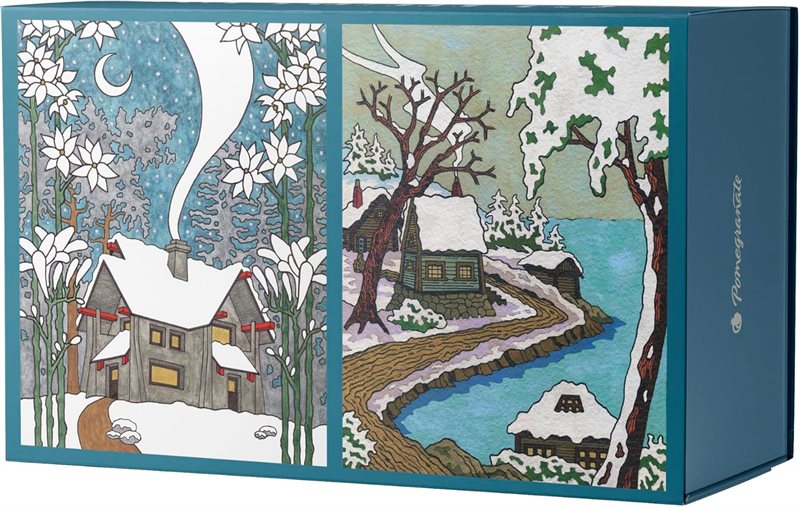 CJ Hurley: Snowy Cabins 120-Piece Double-Sided Jigsaw Puzzle Set